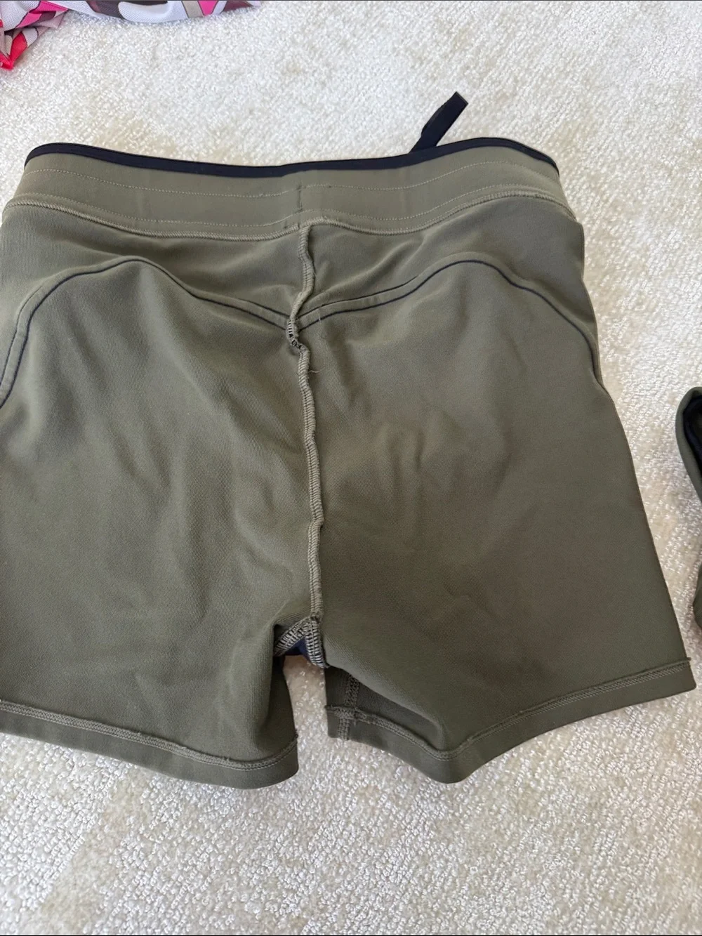 ALO Yoga Kids Olive Green Shorts with Black Trim